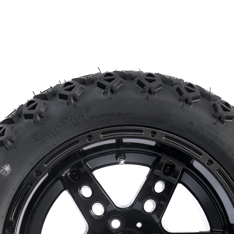 POINTILLEZ les roues de chariot de golf de 14 pouces et fatiguez 22x10-14 tous les rais du noir 6 de lustre de terrain
