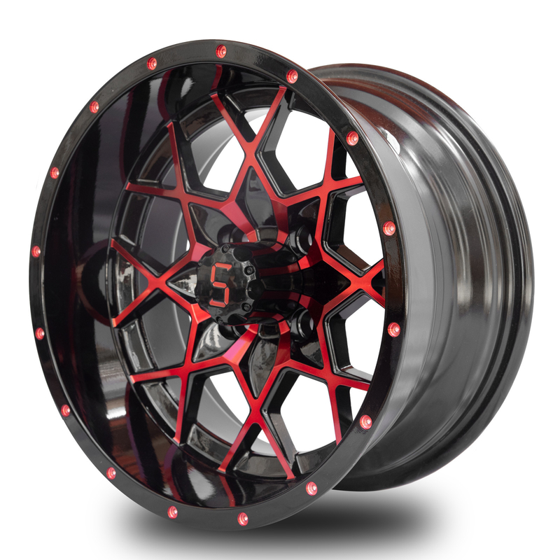 Le chariot de golf d'alliage d'aluminium roule le modèle rouge de boulon du noir 101,6 PCD 4x4 de lustre