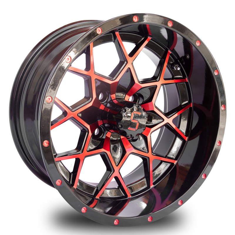 Le chariot de golf d'alliage d'aluminium roule le modèle rouge de boulon du noir 101,6 PCD 4x4 de lustre