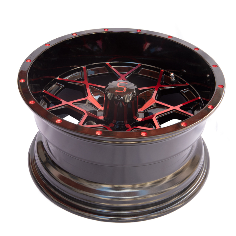 Le chariot de golf d'alliage d'aluminium roule le modèle rouge de boulon du noir 101,6 PCD 4x4 de lustre