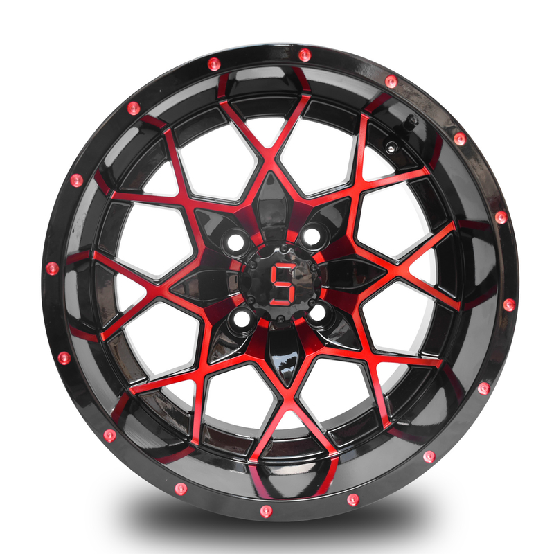 Le chariot de golf d'alliage d'aluminium roule le modèle rouge de boulon du noir 101,6 PCD 4x4 de lustre
