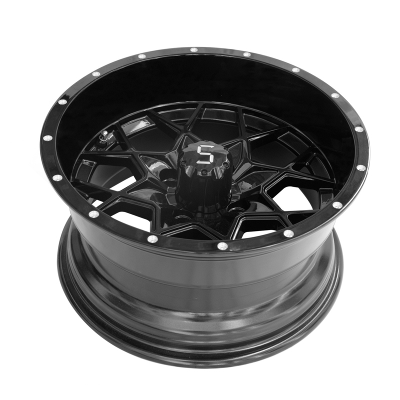 Vortex roues en aluminium PCD noir brillant 4/101.6 de chariot de golf de 14 pouces
