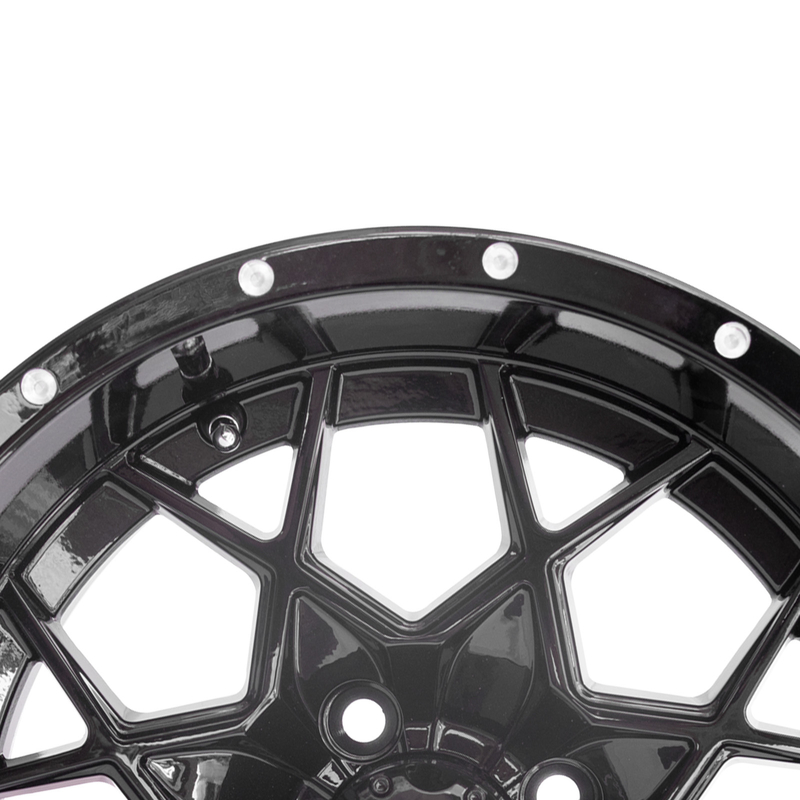 Vortex roues en aluminium PCD noir brillant 4/101.6 de chariot de golf de 14 pouces