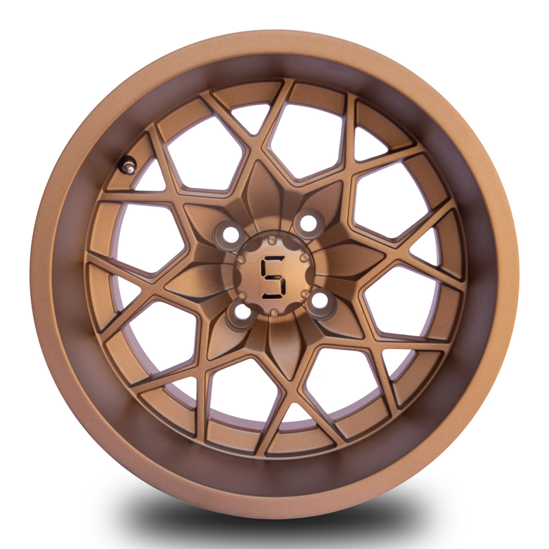 12 / L'aluminium en bronze de chariot de golf de 14 pouces roule PCD du modèle -25 ET 101,6 du boulon 4X4