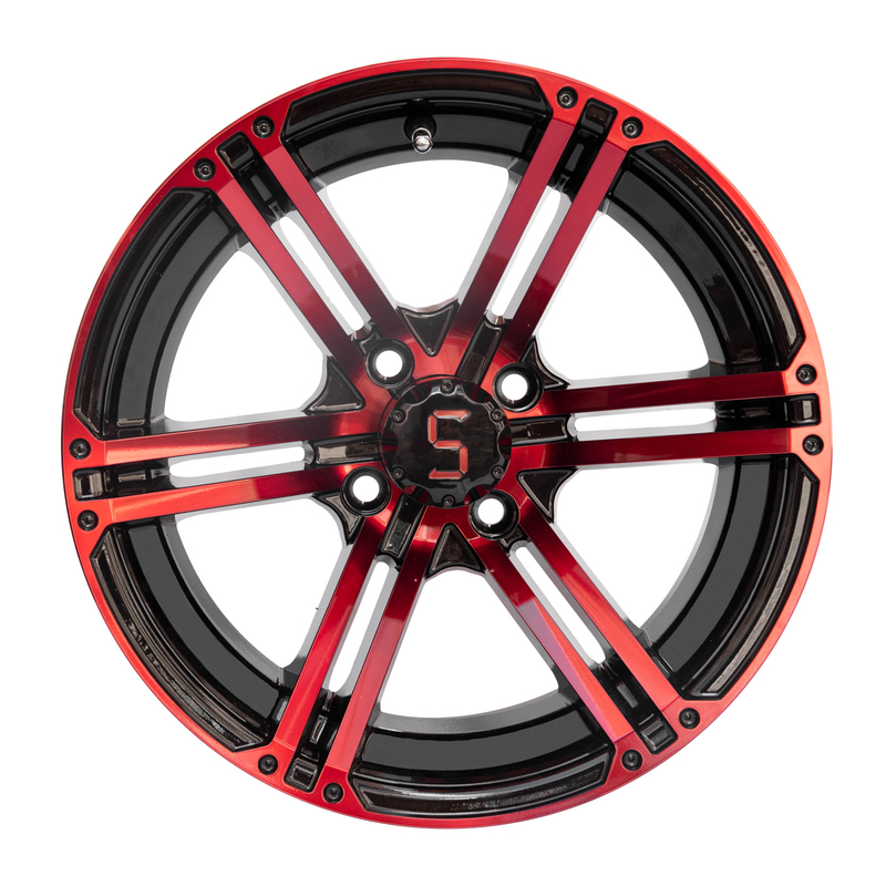 L'aluminium de chariot de golf de 14 pouces roule le modèle rouge 101,6 PCD de boulon du noir 4X4 de lustre 7 pouces de large