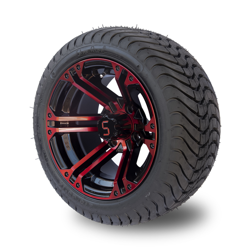 Chariot de golf en aluminium noir rouge/brillant de 12 pouces roule et fatigue 215/35-12 Assemblées de pneu