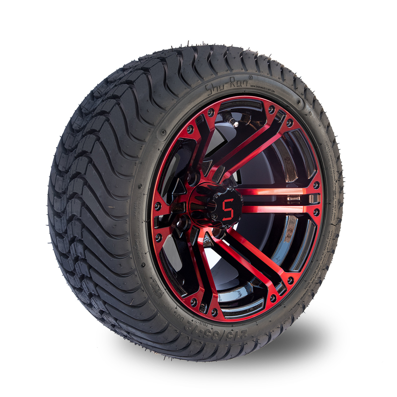 Chariot de golf en aluminium noir rouge/brillant de 12 pouces roule et fatigue 215/35-12 Assemblées de pneu