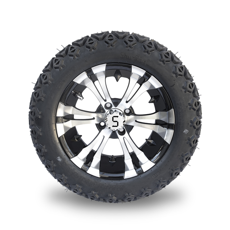 Le noir usiné de lustre chariot de golf de 14 pouces roule et fatigue 22x10-14 tout le POINT de terrain