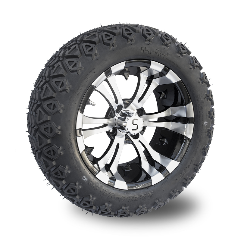 Le noir usiné de lustre chariot de golf de 14 pouces roule et fatigue 22x10-14 tout le POINT de terrain