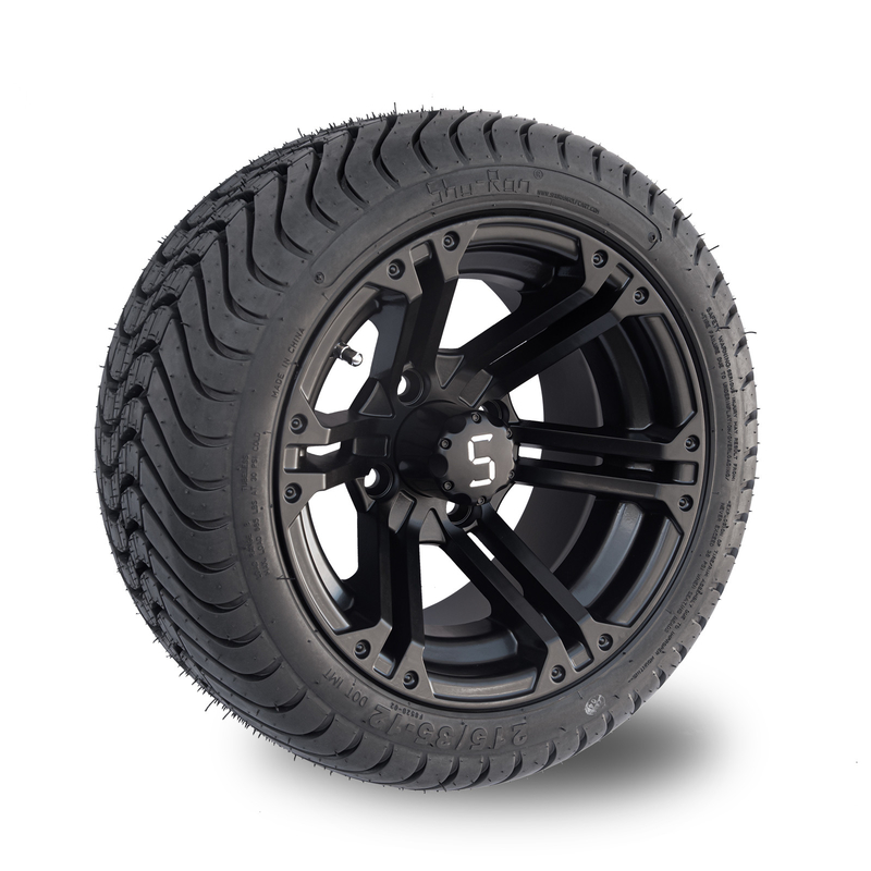 12x7 Matte Black Golf Cart Wheel fatiguent le pneu combiné 101,6 PCD combinés du profil bas 215/35-12