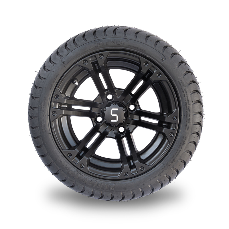 12x7 Matte Black Golf Cart Wheel fatiguent le pneu combiné 101,6 PCD combinés du profil bas 215/35-12