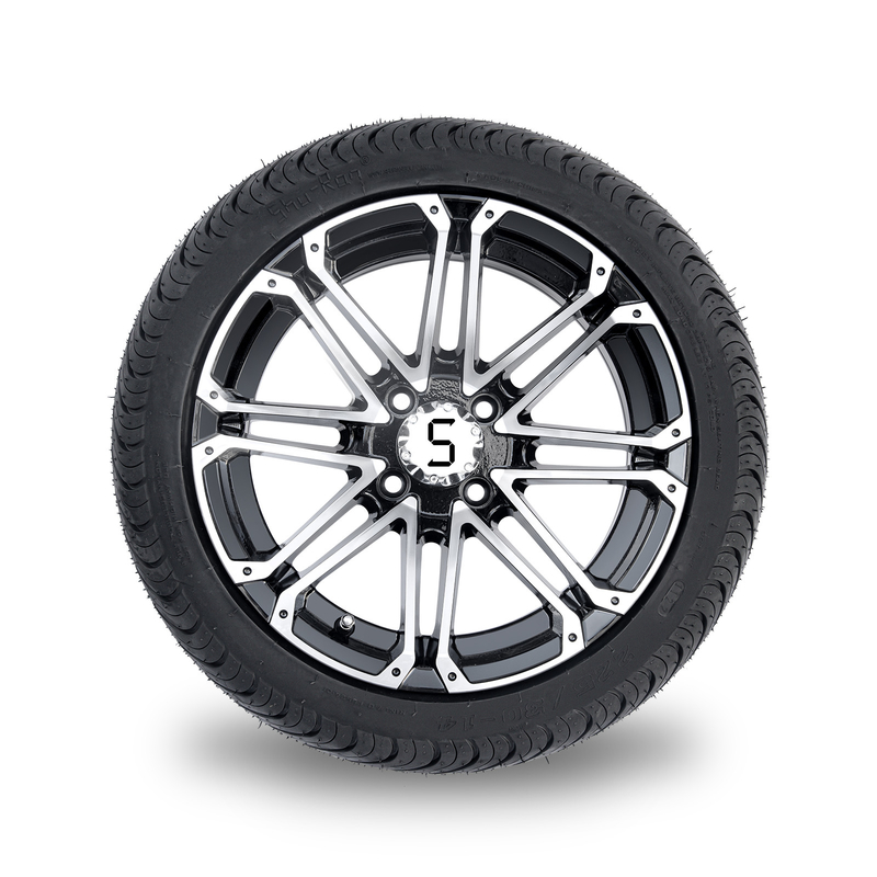 les roues de chariot de golf 14x7 et le pneu combiné de la rue 225/30-14 de pneus ont usiné le noir brillant