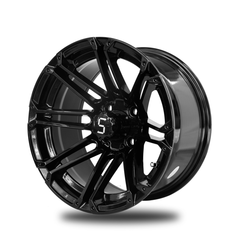 les jantes de chariot de golf 12x7 annotent le modèle noir 101,6 PCD de boulon de la jante 4x4 d'alliage d'aluminium