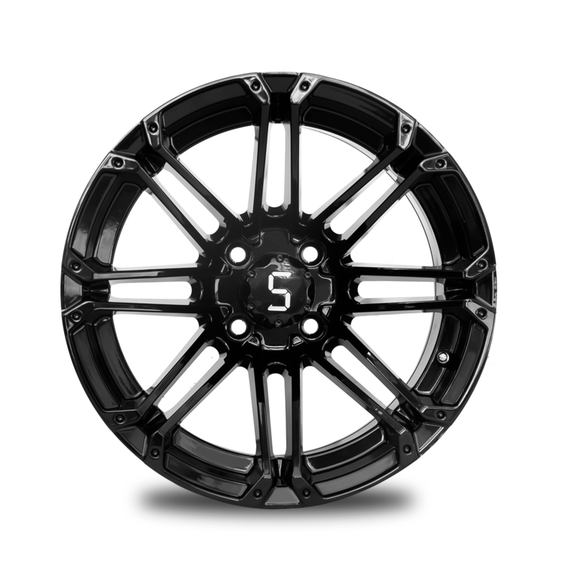 les jantes de chariot de golf 12x7 annotent le modèle noir 101,6 PCD de boulon de la jante 4x4 d'alliage d'aluminium