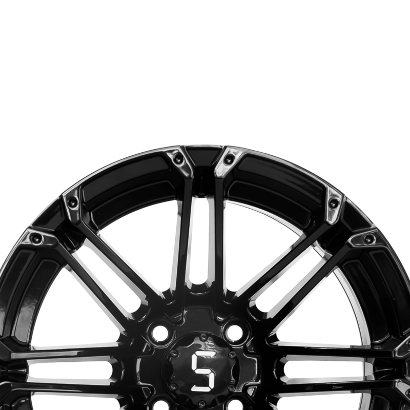 les jantes de chariot de golf 12x7 annotent le modèle noir 101,6 PCD de boulon de la jante 4x4 d'alliage d'aluminium