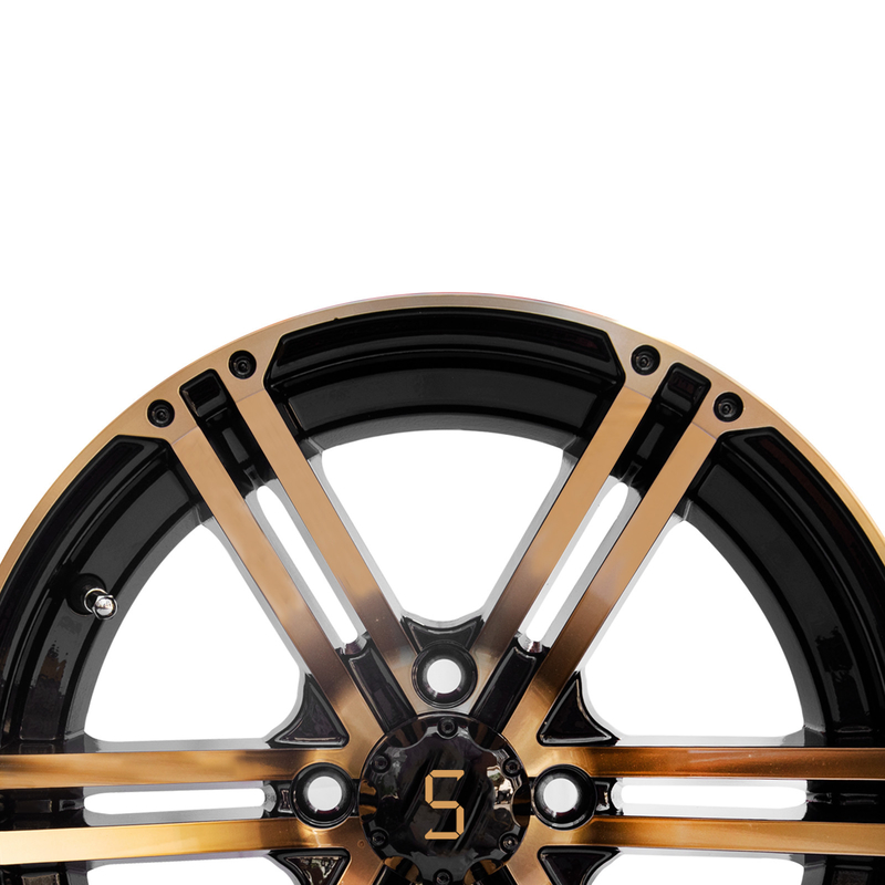 12x7 / le chariot de golf 14x7 roule l'or/noir 4/101,6 PCD -25 de lustre ET