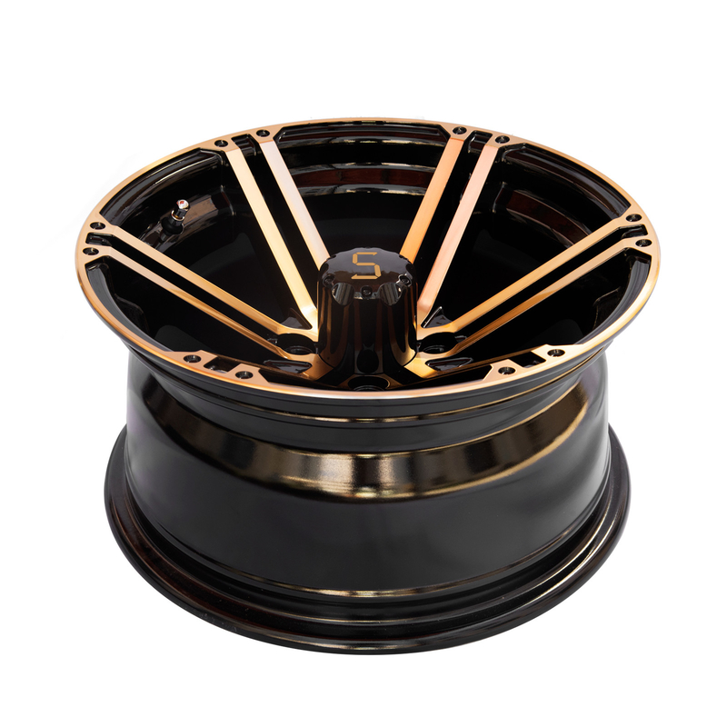 12x7 / le chariot de golf 14x7 roule l'or/noir 4/101,6 PCD -25 de lustre ET