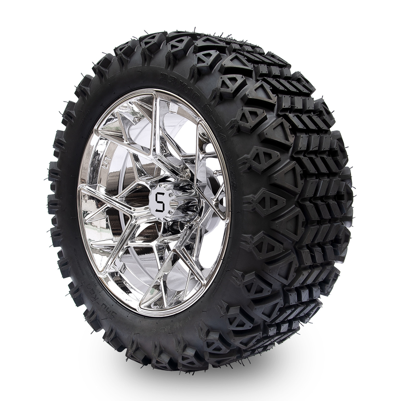Shu-Ran chariot de golf guerrier 23x10.5-14 chariot de golf pneus tout terrain et 14 pouces jantes chrome