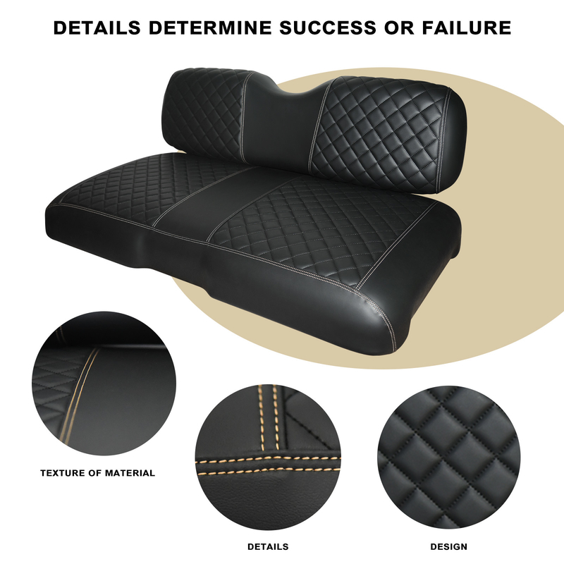 Couches de siège avant à base noire à double diamant de modèle de golf pour EZGO RXV