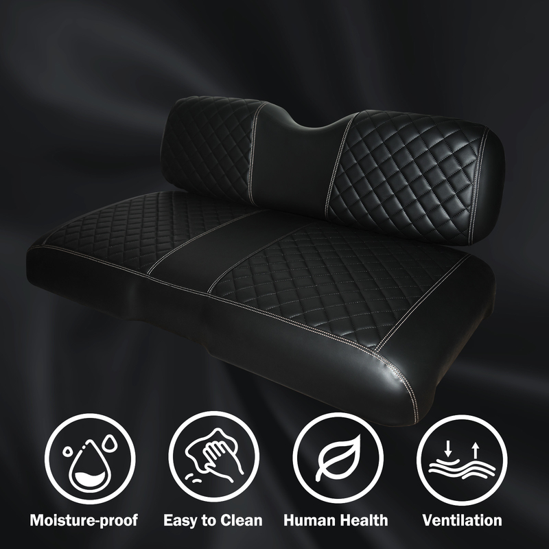 Couches de siège avant à base noire à double diamant de modèle de golf pour EZGO RXV