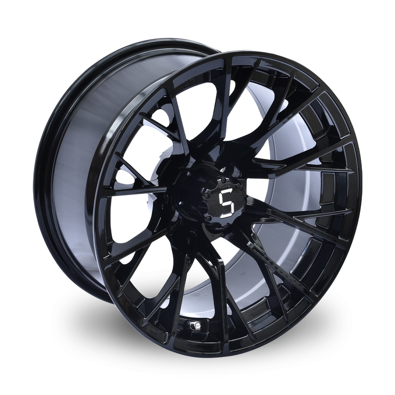 Shuran 14 pouces roues de chariot de golf et pneus usinés/brillant roue noire 4/101.6 Bolt