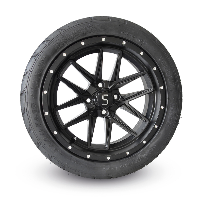 215/40R 15 pouces chariot de golf noir mat roues et pneus faciles à installer