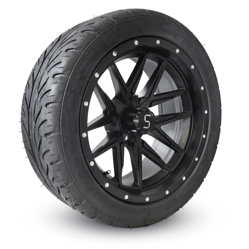 215/40R 15 pouces chariot de golf noir mat roues et pneus faciles à installer