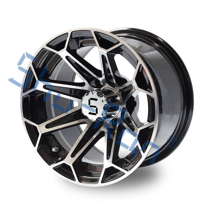 Cartes de golf 12'/14' Machines/ roues en aluminium noir brillant Jantes pour voiture de club, EZGO, YMH chariots de golf