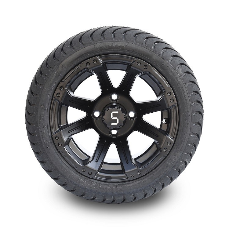 La rue 12 et 215/35-12 pouce Matte Black Wheels de chariot de golf fatigue le modèle DOT Rated du boulon 4x4