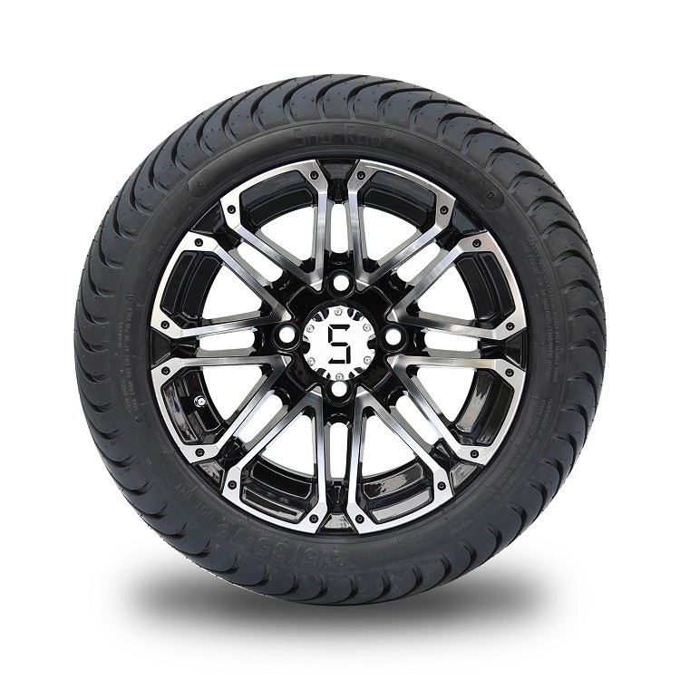12 pouces de Machiend/roues noires et 215/35-12 DOT Street Tires Combo de chariot de golf 4 plis