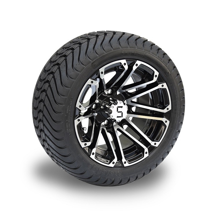 12 pouces de Machiend/roues noires et 215/35-12 DOT Street Tires Combo de chariot de golf 4 plis
