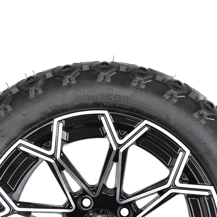 Le golf transportent en charrette 22 pouces tous les pneu de Terrian et roue en aluminium noire usinée 14 par pouces