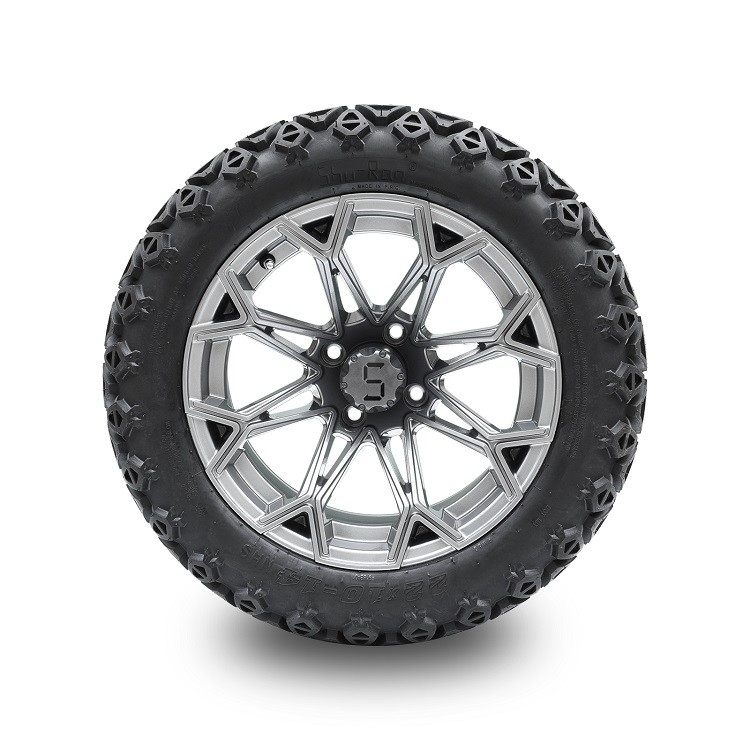 14 pouces de golf transportent en charrette des roues de Gunmetal et le profil haut 22*10-14 fatigue l'ascenseur combiné de 4 PLIS exigé