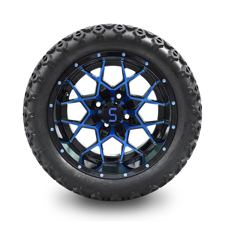 14 pouces de golf de bleu de chariot/roues noires et 22*10-14 tous les pneus de terrain