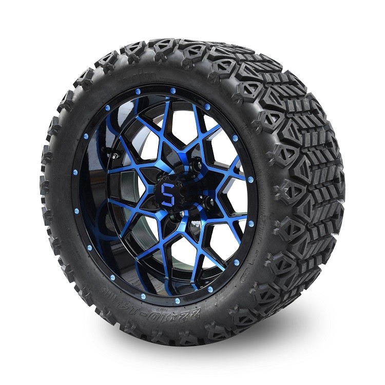 14 pouces de golf de bleu de chariot/roues noires et 22*10-14 tous les pneus de terrain