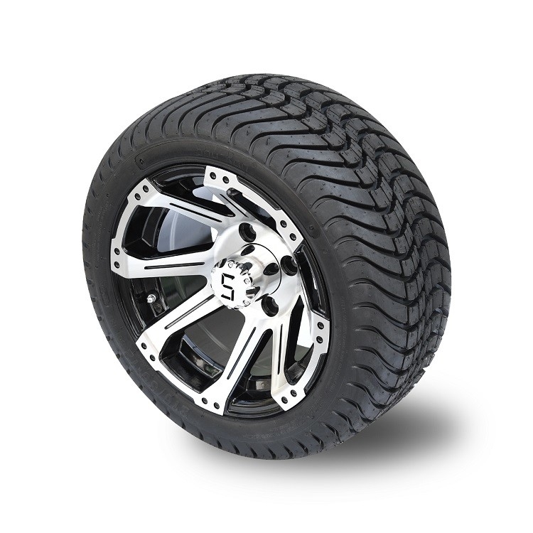 Roues et pneus en aluminium noirs de chariot de golf de 12 pouces 215 35 12 avec 8 rais