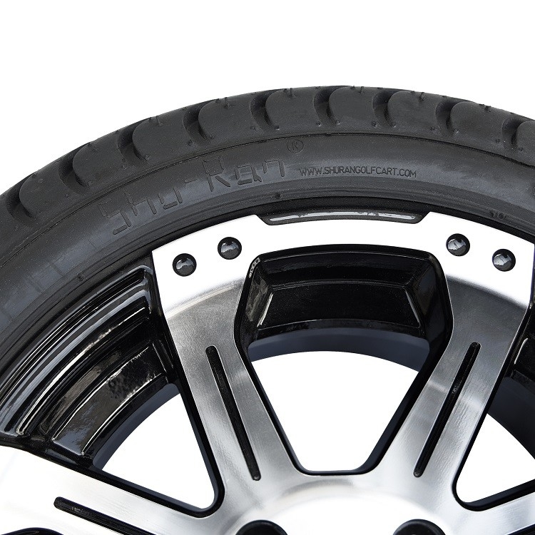 Roues et pneus en aluminium noirs de chariot de golf de 12 pouces 215 35 12 avec 8 rais