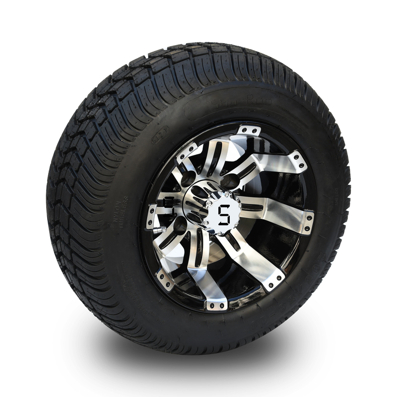 205/50-10 DOT Low Profile Street Tires et le chariot de golf de 10 pouces ont usiné/plis combiné roues noires brillantes les 4 évalués