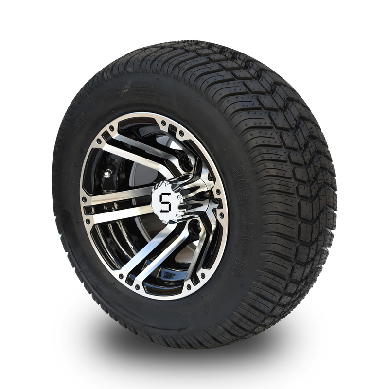 Roue de chariot de golf de 10 pouces et boulon de la compensation 4x4 de 205/50-10 DOT Street Tire Combo -25 (101.6mm)