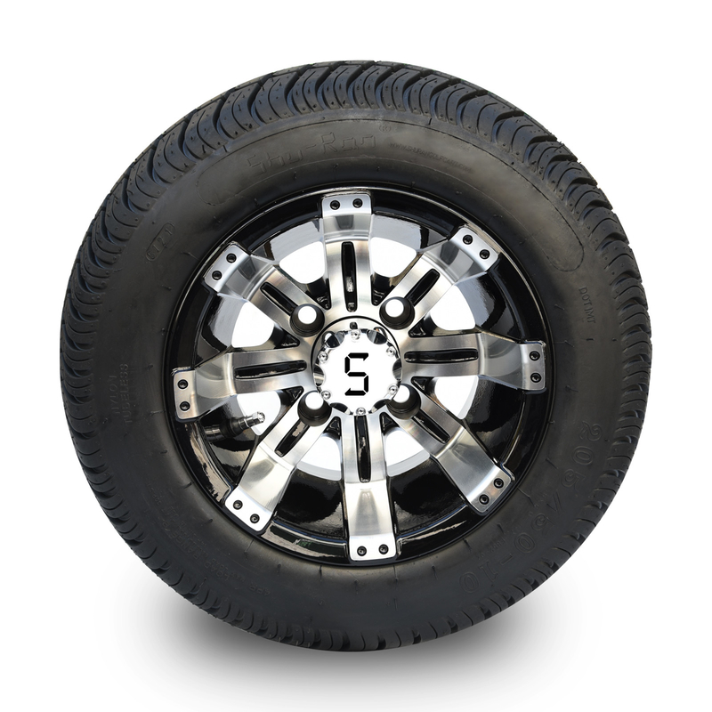 205/50-10 DOT Low Profile Street Tires et le chariot de golf de 10 pouces ont usiné/plis combiné roues noires brillantes les 4 évalués