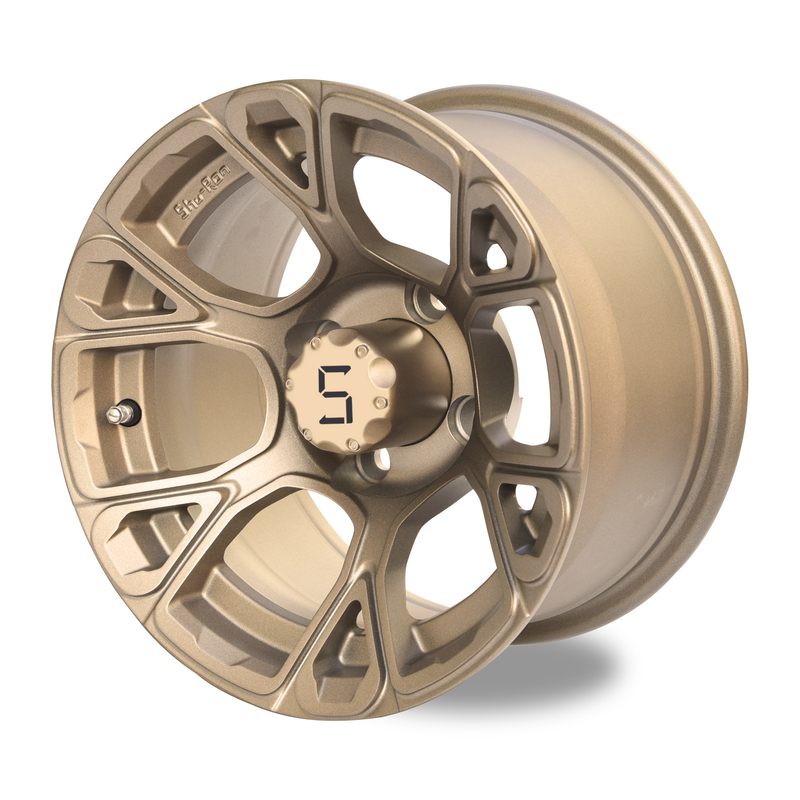 Les roues de chariot de golf de 12 pouces se bronzent ET le modèle 101,6 PCD de boulon de -25mm 4x4