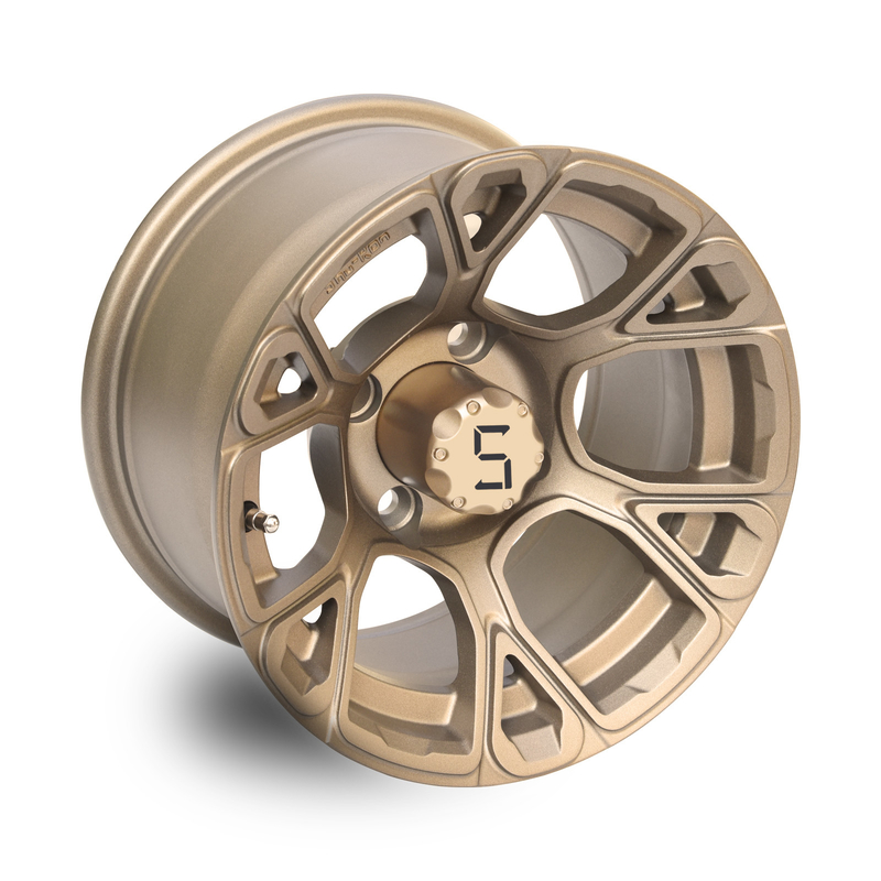 Les roues de chariot de golf de 12 pouces se bronzent ET le modèle 101,6 PCD de boulon de -25mm 4x4