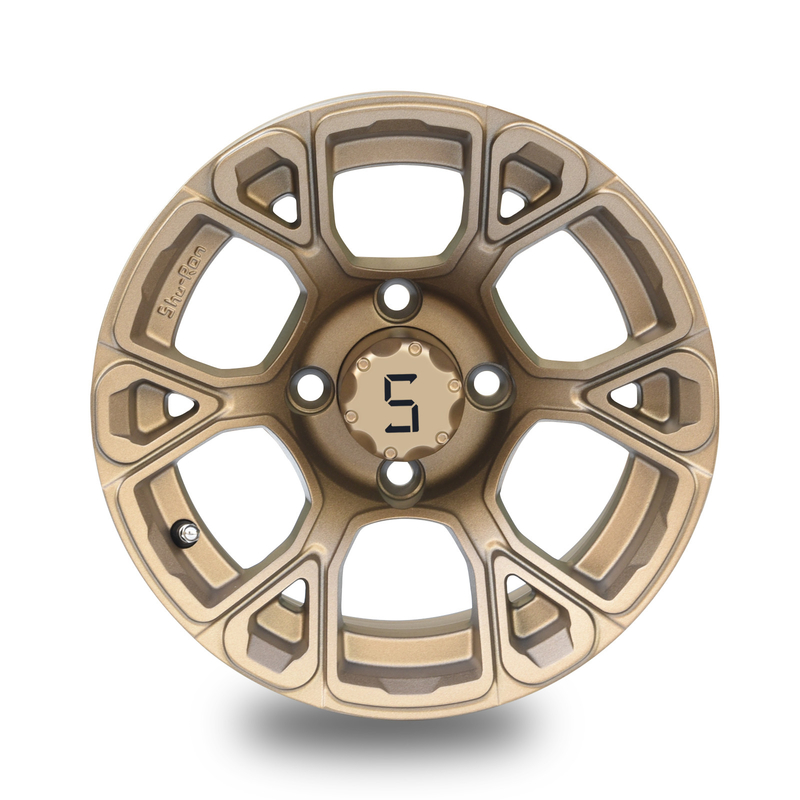Les roues de chariot de golf de 12 pouces se bronzent ET le modèle 101,6 PCD de boulon de -25mm 4x4