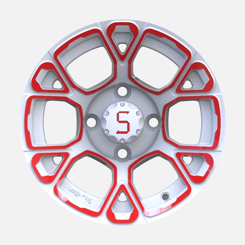 Chariot de golf revêtement électrophorétique roues rouges/blanches de 12 pouces avec le chapeau de centre de S